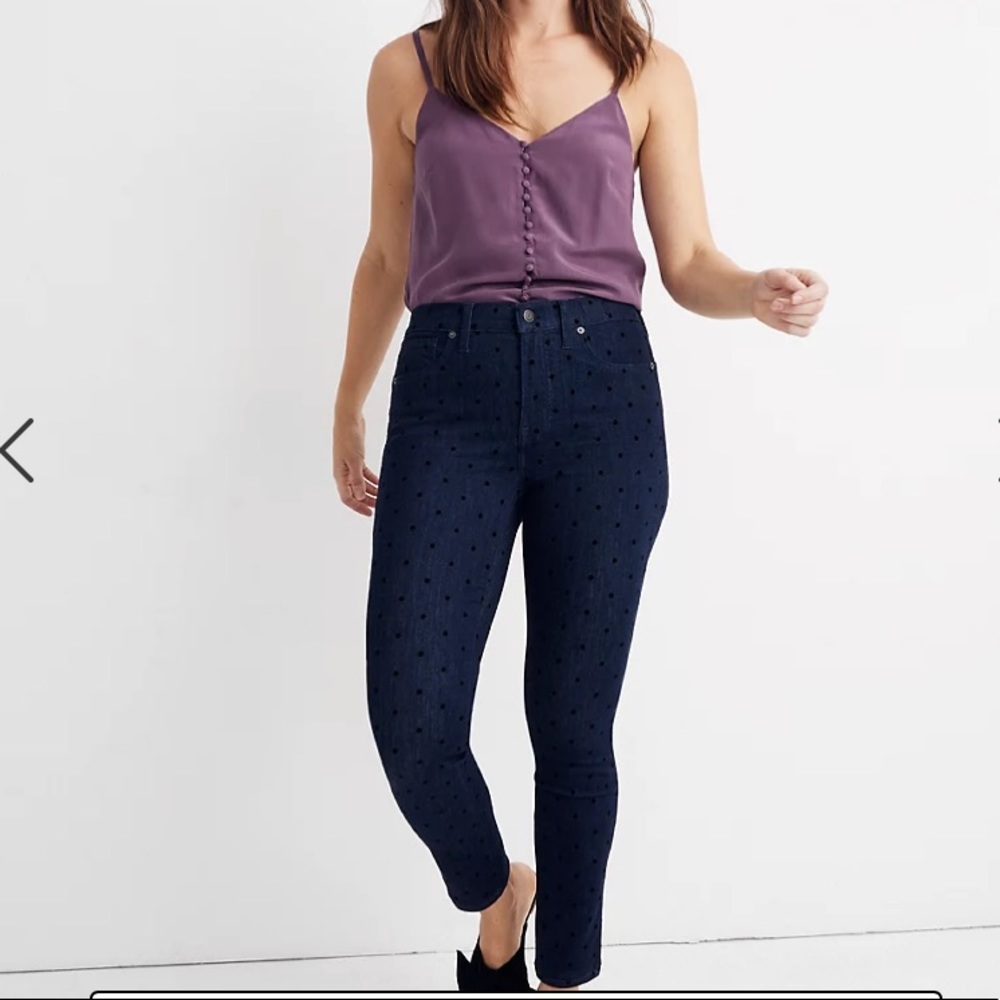Madewell 9’’ mid-rise skinny jeans in flocked dot